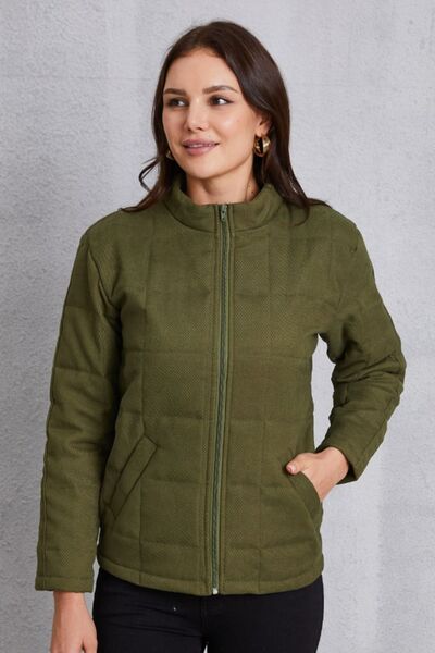 swvws Zip Up Mock Neck Pocketed Jacket