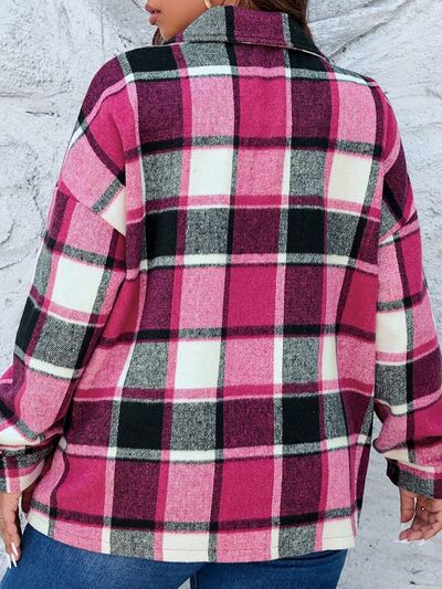 swvws Plaid Button Up Dropped Shoulder Jacket