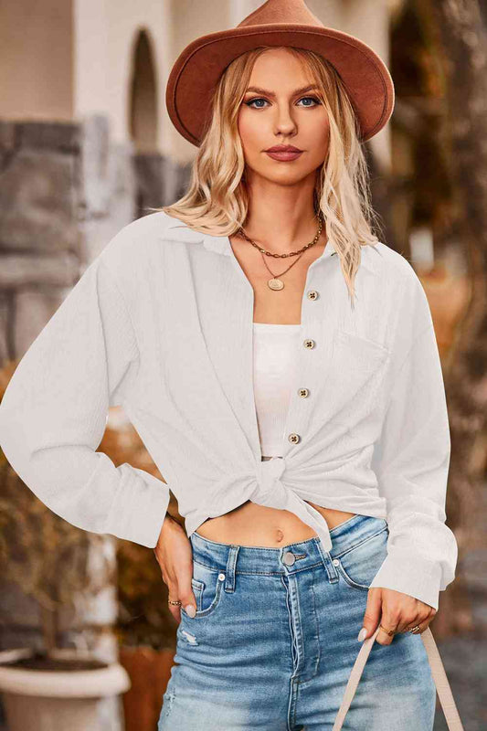 swvws Twisted Collared Neck Long Sleeve Shirt