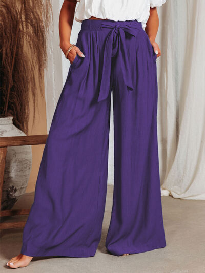 swvws Drawstring Pocketed Wide Leg Pants