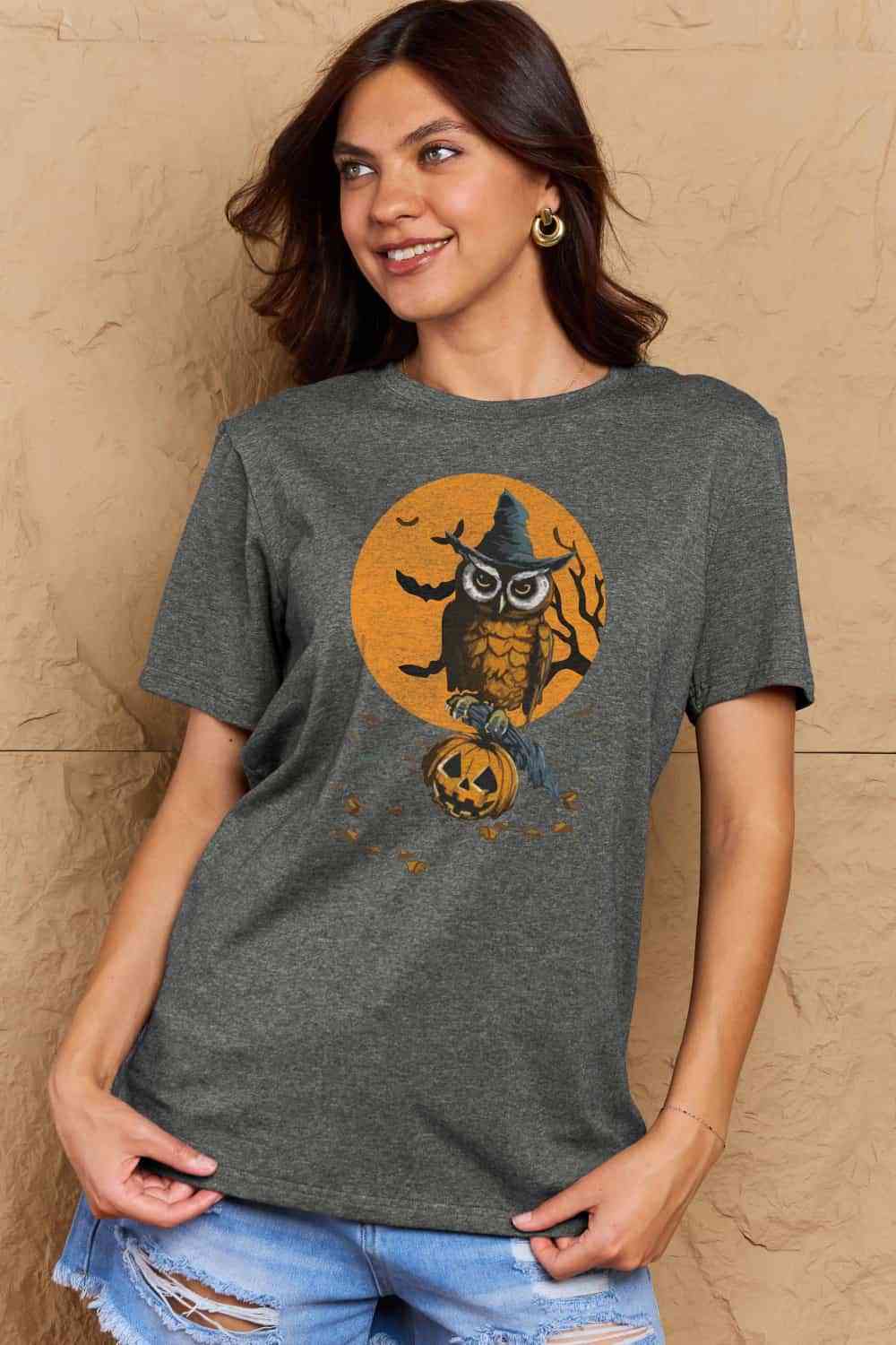 swvws Simply Love Full Size Holloween Theme Graphic Cotton T-Shirt