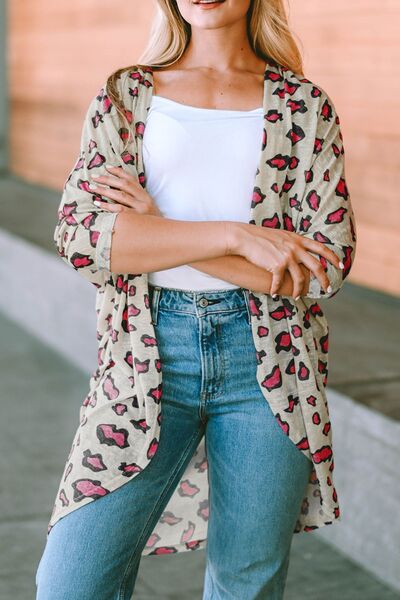 swvws Printed Open Front Half Sleeve Cardigan