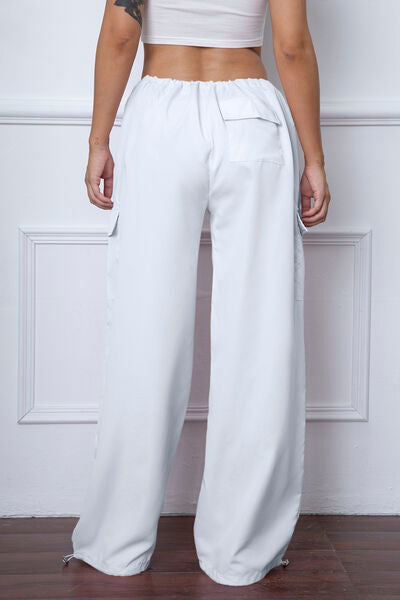 swvws Drawstring Waist Pants with Pockets