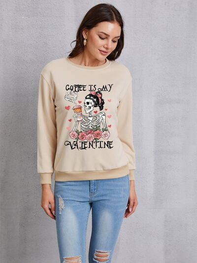 swvws COFFEE IS MY VALENTINE Round Neck Sweatshirt