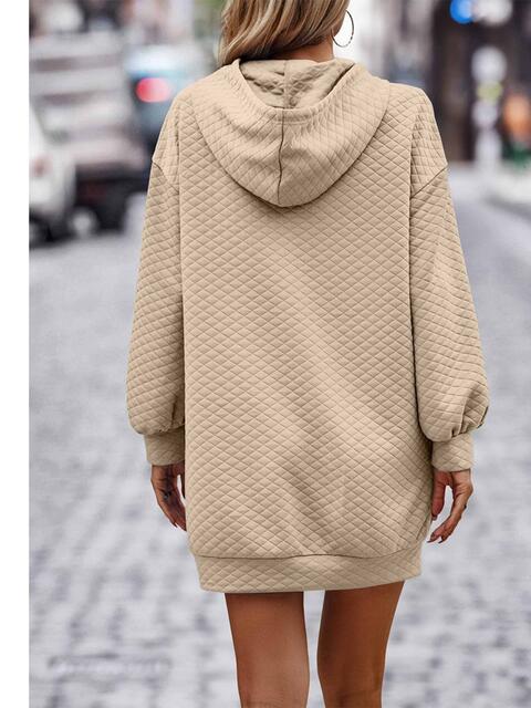 swvws Textured Drawstring Tunic Hoodie