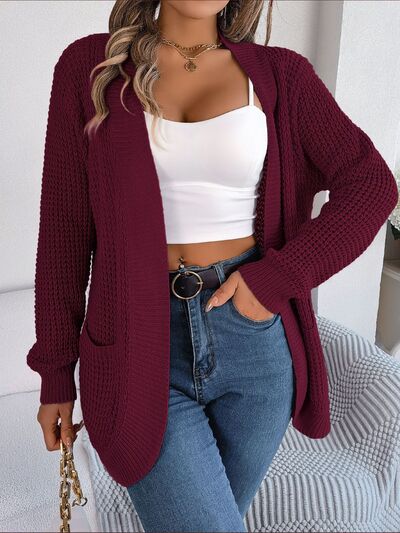 swvws Open Front Long Sleeve Cardigan with Pockets