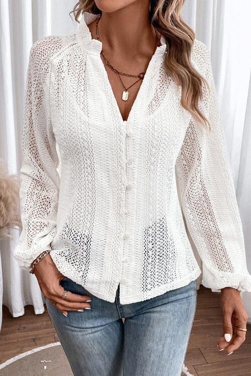 swvws Openwork Button Up Long Sleeve Shirt