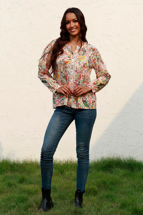 swvws Printed Round Neck Long Sleeve Shirt