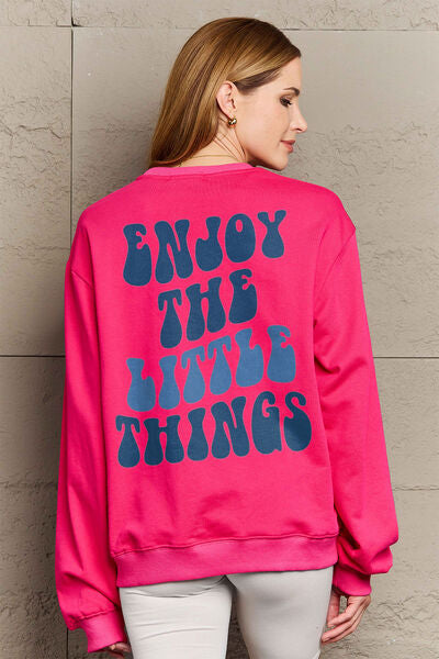 swvws Simply Love Full Size ENJOY THE LITTLE THINGS Round Neck Sweatshirt