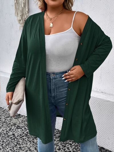 swvws Plus Size Button Up Long Sleeve Cardigan