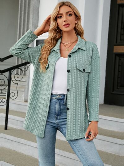 swvws Textured Button Up Dropped Shoulder Shirt