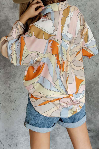 swvws Printed Dropped Shoulder Lantern Sleeve Shirt