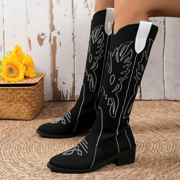 swvws - Black Casual Embroidered Patchwork Pointed Comfortable Out Door Shoes