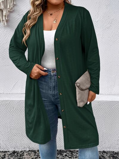 swvws Plus Size Button Up Long Sleeve Cardigan