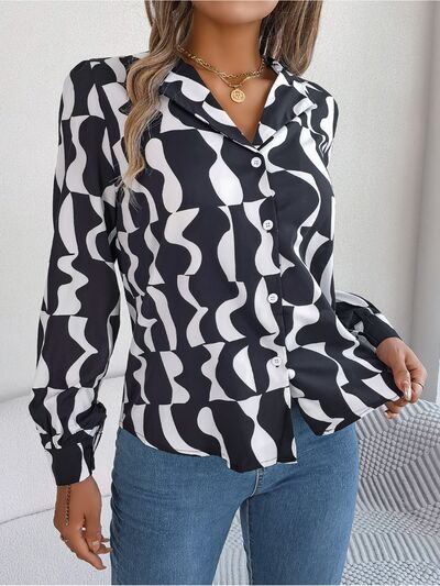 swvws Printed Button Up Long Sleeve Shirt