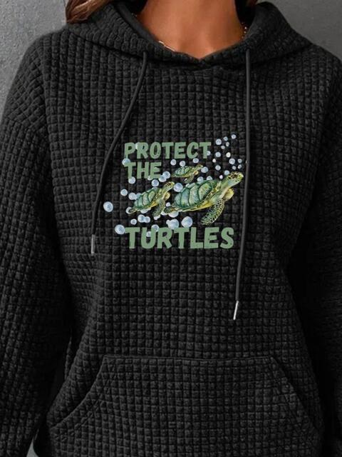 swvws Full Size Turtle Graphic Drawstring Hoodie