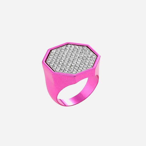 swvws Geometric Glass Stone Alloy Ring