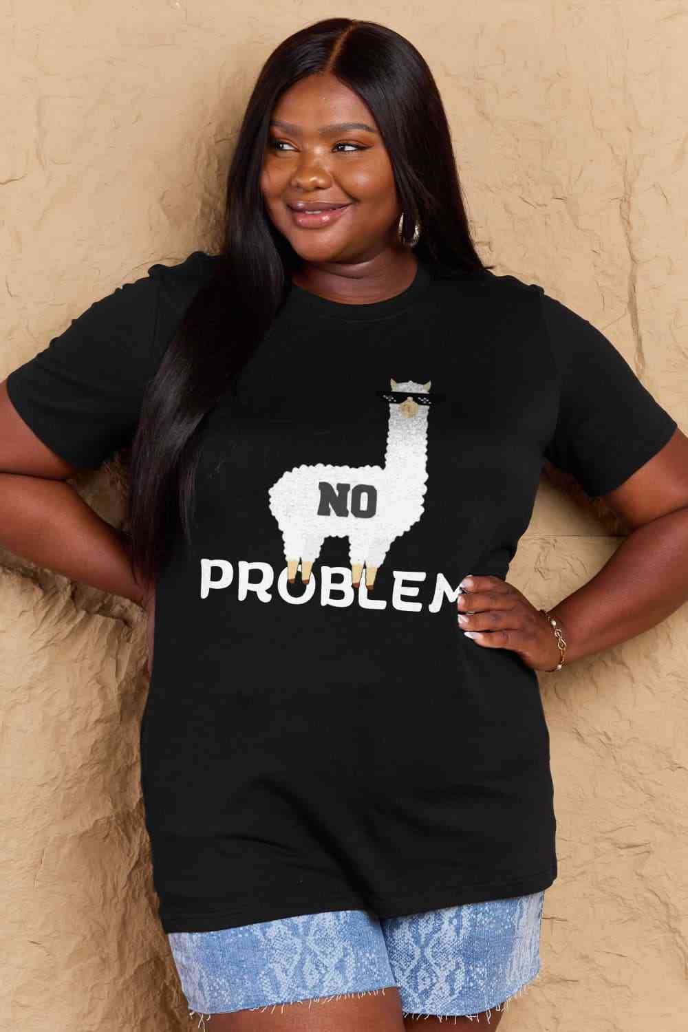 swvws Simply Love Full Size NO PROBLEM Graphic Cotton Tee