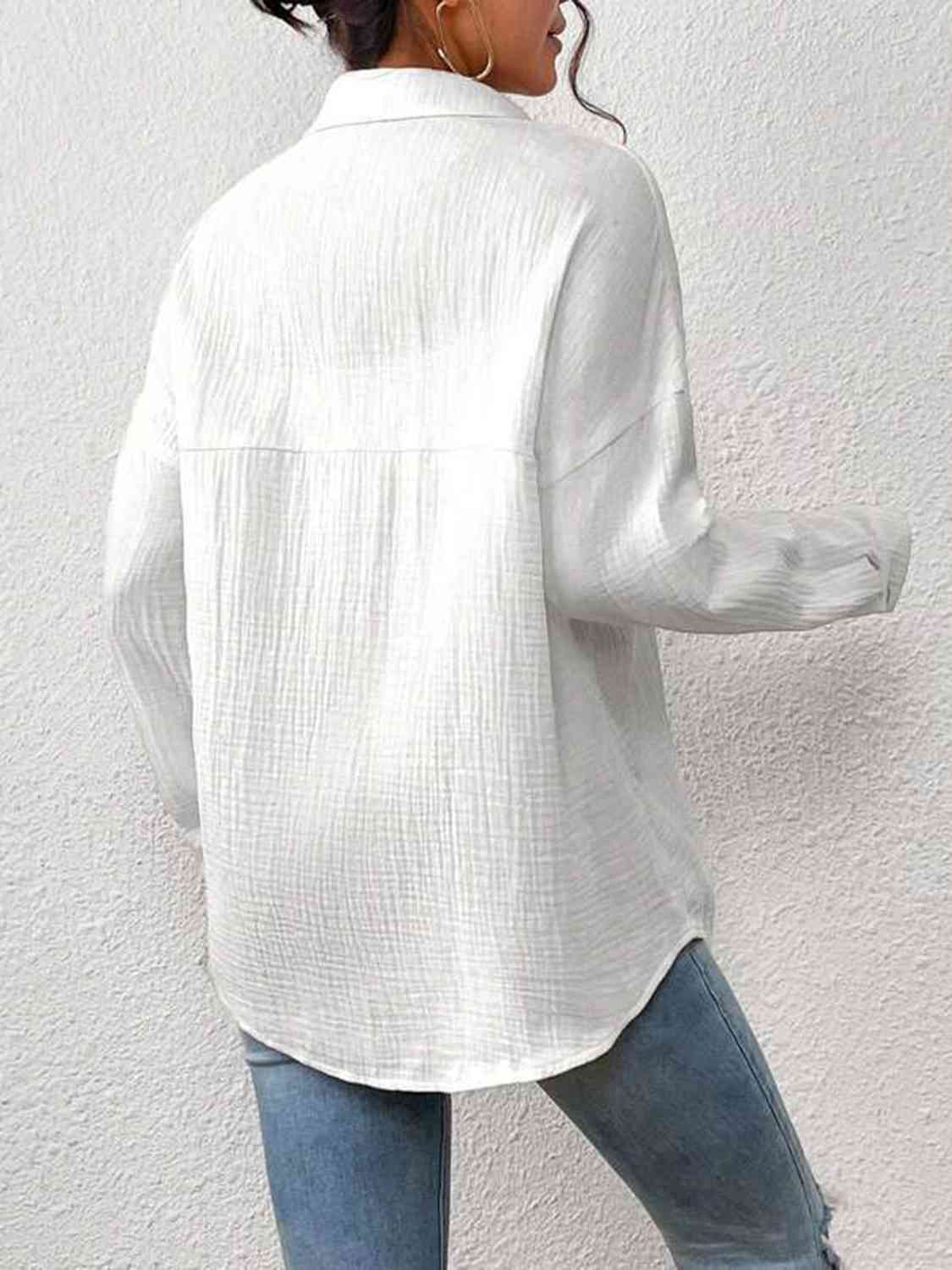 swvws Textured Drop Shoulder Shirt Jacket