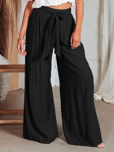 swvws Drawstring Pocketed Wide Leg Pants