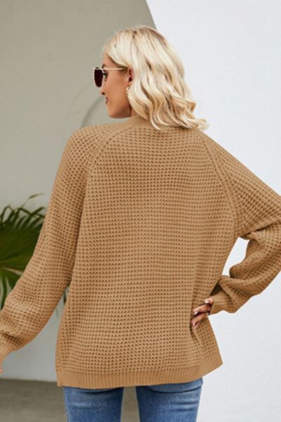 swvws Open Front Raglan Sleeve Pocketed Cardigan