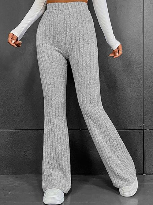 swvws Ribbed High Waist Flare Bootcut Pants