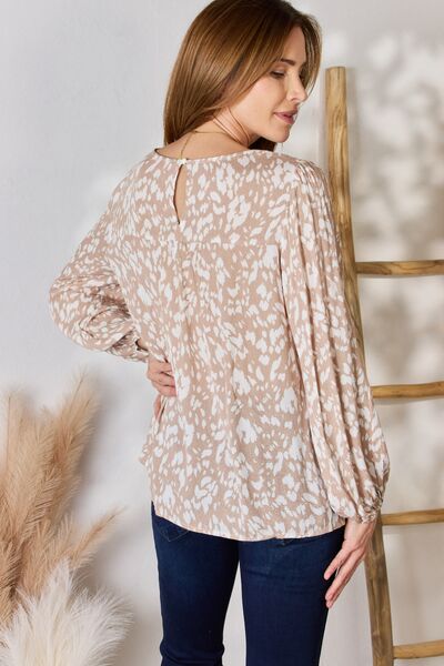 swvws Hailey & Co Embroidered Printed Balloon Sleeve Blouse