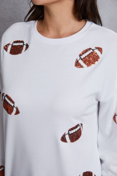 swvws Football Sequin Patch Long Sleeve Sweatshirt