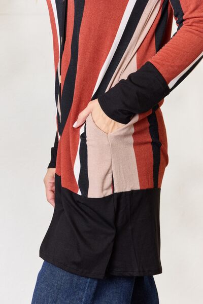 swvws Celeste Full Size Striped Button Up Long Sleeve Cardigan