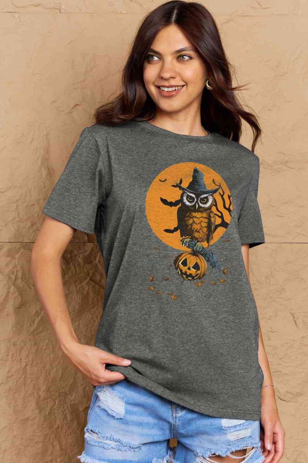 swvws Simply Love Full Size Holloween Theme Graphic Cotton T-Shirt