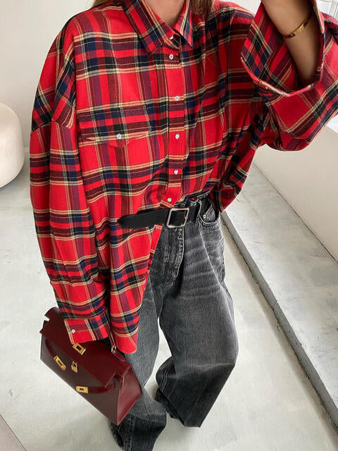 swvws Drop Shoulder Plaid Shirt