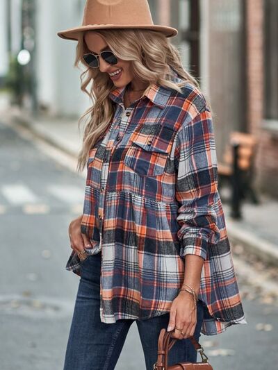 swvws Plaid Button Up Dropped Shoulder Shirt