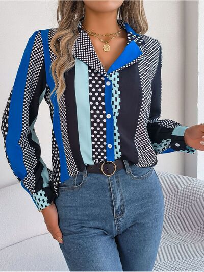 swvws Polka Dot Contrast Long Sleeve Shirt