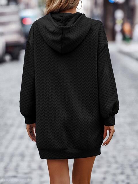 swvws Textured Drawstring Tunic Hoodie