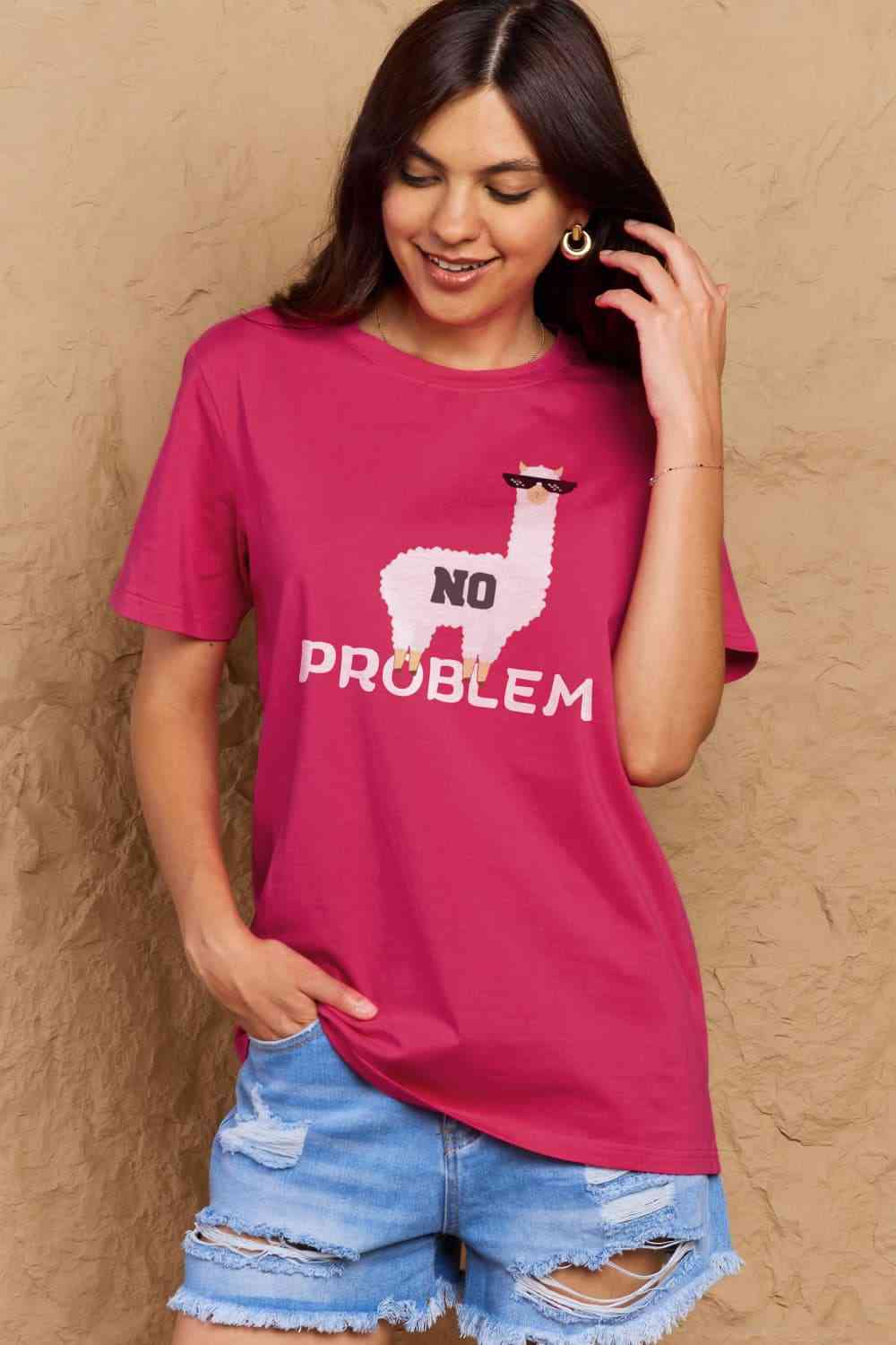 swvws Simply Love Full Size NO PROBLEM Graphic Cotton Tee