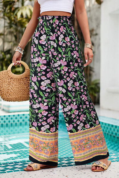 swvws Printed High Waist Wide Leg Pants