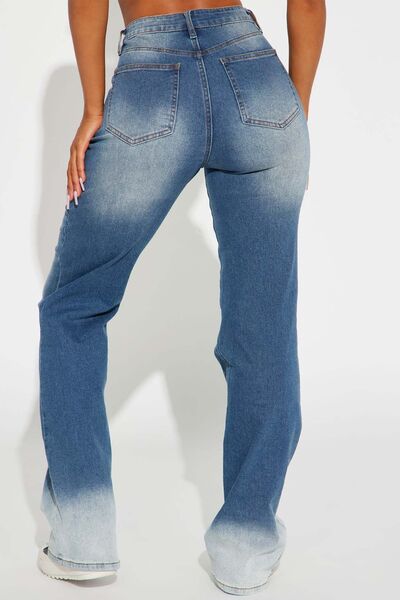 swvws Pocketed Buttoned Straight Jeans