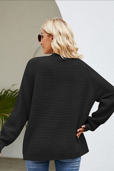 swvws Open Front Raglan Sleeve Pocketed Cardigan