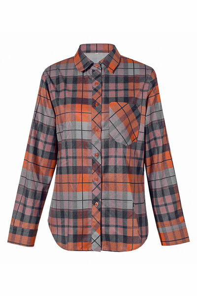 swvws Plaid Pocketed Button Up Shirt