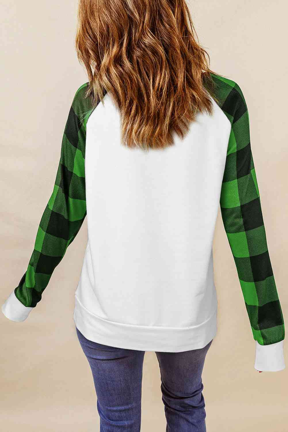 swvws Christmas Buffalo Plaid Long Sleeve Sweatshirt