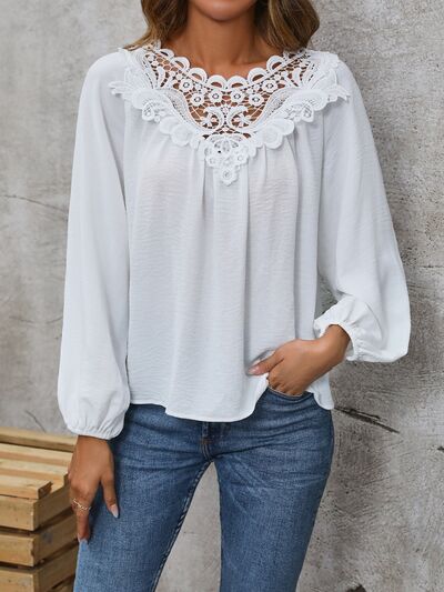 swvws Lace Detail Balloon Sleeve Blouse