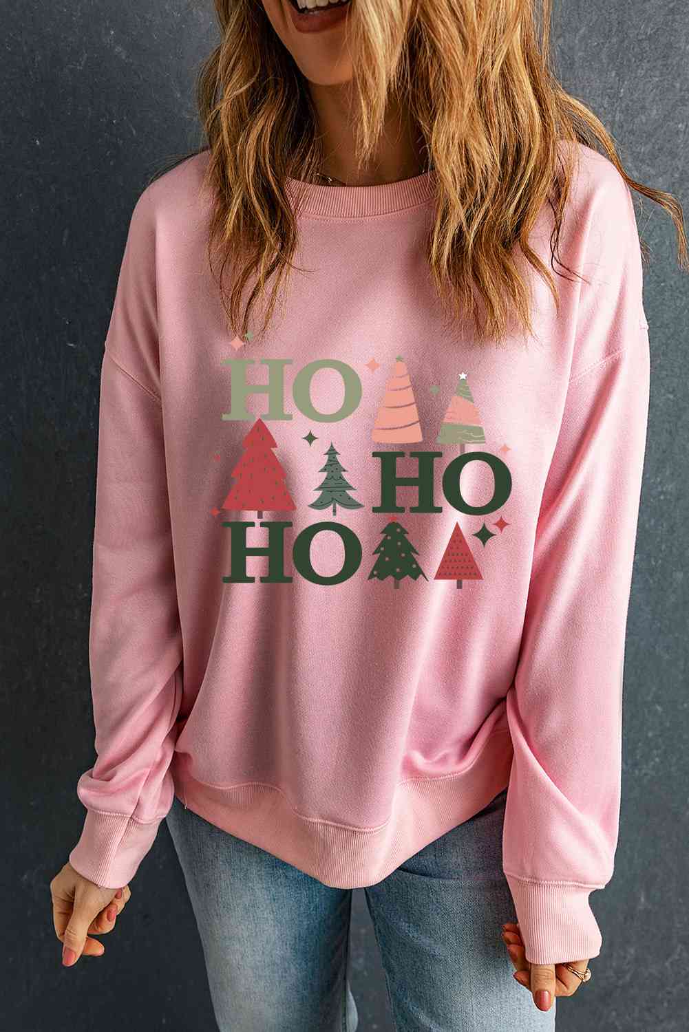 swvws Christmas Tree Graphic Dropped Shoulder Sweatshirt