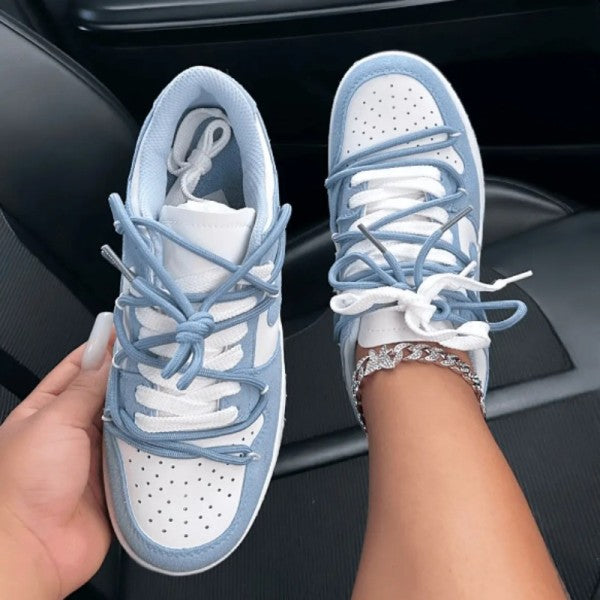 swvws - Blue Casual Patchwork Contrast Round Comfortable Out Door Shoes