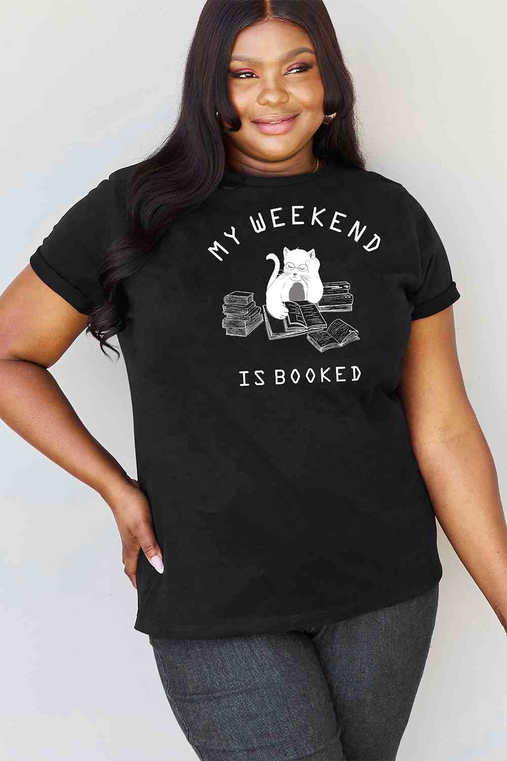 swvws Simply Love Full Size MY WEEKEND IS BOOKED Graphic T-Shirt