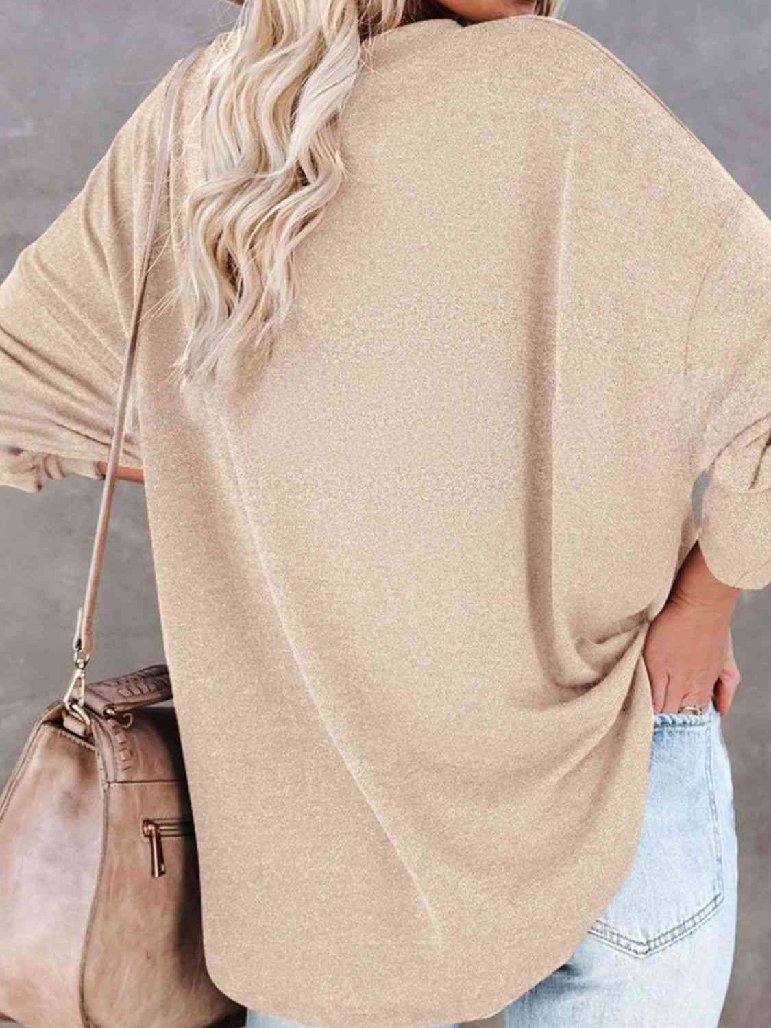 swvws Buttoned Drop Shoulder Top