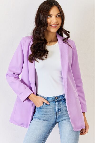 swvws Zenana Open Front Long Sleeve Blazer