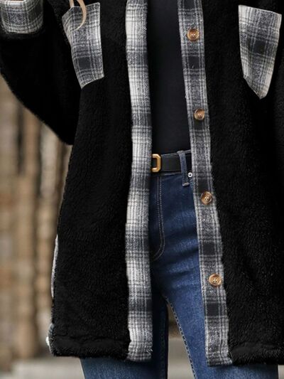 swvws Plaid Contrast Dropped Shoulder Coat