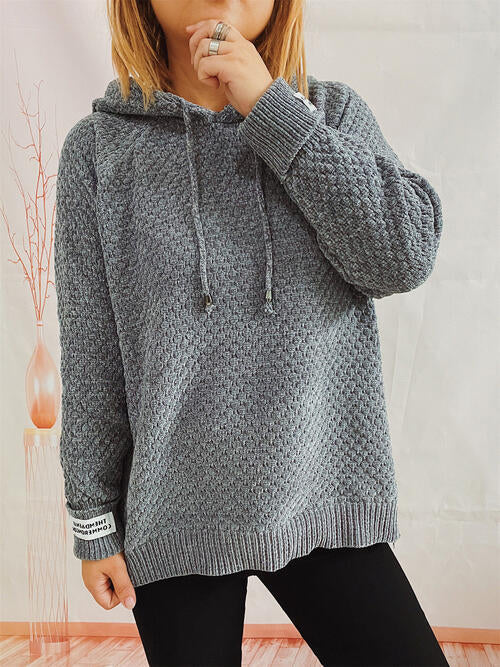 swvws Drawstring Long Sleeve  Hooded Sweater