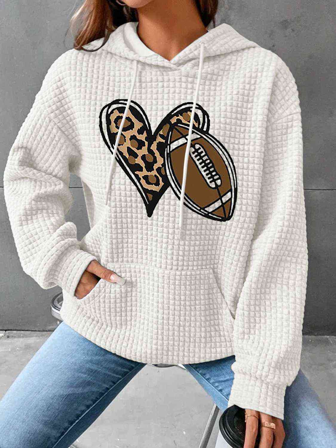 swvws Heart & Football Graphic Hoodie