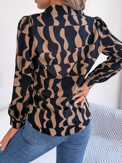 swvws Printed Button Up Long Sleeve Shirt